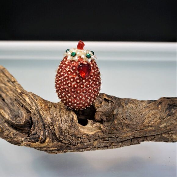 Christmas Ornament Sequined Jeweled Egg Vintage Tree Decoration - Picture 4 of 9